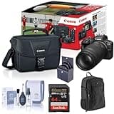 Canon EOS R100 Mirrorless Camera Bundle with Double Zoom Lens RF-S 18-45mm and RF 75-300mm Telephoto Lens, 64GB SDXC Card, Camera Backpack, Filter Kit, Cleaning Kit & Canon Shoulder Bag