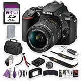 Nikon D5600 DSLR Camera Kit 18-55mm Lens Full HD WiFi Bundle with Camera Bag + Cleaning Kit + Flexible Vlogging Tripod + 3PC MC PRO Filter KIT UV/CPL/F 55 + 64GB Memory Card +