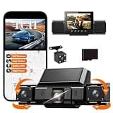 Dash Cam 360° View 4 Channel Car Camera, Front Rear Left Right 4 Way Recording, GPS WiFi APP Control, G-Sensor 24H Parking Mode, IR Night Vision WDR Wide Angle, Free TF Card Included