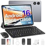 Tablet 11 inch, Android 16 Tablet with Octa-Core & Gemini AI, 20GB RAM+128GB ROM (1TB Expandable), 13MP+8MP Camera, 8800mAh, Wi-Fi 6, Widevine L1, 2-in-1 Tablet with Keyboard, Mouse & Stylus (Gray)