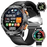LIGE GPS Smart Watches for Men, Bluetooth Call, LED Flashlight, Compass, 1.43" AMOLED Fitness Watch with Heart Rate/Sleep Monitor, 100+ Sports Modes, iOS Android Compatible, Black