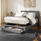 Softa Queen All-in-One Adjustable Bed Frame with 10" Hybrid Mattress, Upholstered Headboard, 2 Storage Drawers, Wired Remote, Quiet Motor, 10-Year Warranty