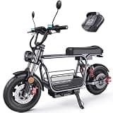 iScooter Adults Electric Scooter with Seat, 1500W Motor, 45 Miles Long Range, 35MPH Top Speed,Hydraulic Disc Brake,15"3.0" Vacuum Pneumatic Tires,Dual Suspension, Commuter Escooter with Basket & Bag
