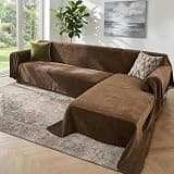 Houmiggle Sectional Couch Covers, 2 Pieces Washable L Shaped Couch Covers Sofa Blanket for Dogs Pet Friendly Sectional Sofa Slipcovers Furniture Covers,71"x 110"+ 71"x 118",(X-Large,Coffee)
