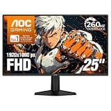AOC 25G51Z 25-inch Gaming Monitor FHD 1920x1080, 240Hz Native with 260Hz Overclock Refresh Rate, 0.5ms MPRT, IPS Panel, HDR, 3-Sided Frameless, HDMI 2.0 x1, Display Port x1, 3-Year Zero-Bright-Dot