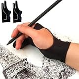 Holyzuel Drawing Glove, Digital Art Glove for Graphic Tablet, Artist Gloves with Two Fingers for iPad, Paper Sketching, Smudge Guard, Palm Rejection, Suitable for Left and Right Hand (2 PCS, Large)