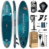 InnoExpo 11' Inflatable Stand Up Paddle Boards with Premium Accessories, Wide Stable SUP Paddle Board Design, Non-Slip Comfort Deck for Youth & Adults (Futuristic/Kayak Seat)