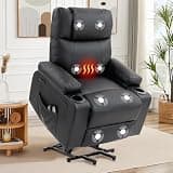 Power Lift Recliner Sofa Chair Electric Stand Assist for Elderly People Leather Recliner Chair with Cup Holders Massage Heat Functions for Living Room Bedroom