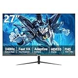 BUYRICH 27 Inch Gaming Monitor, 240Hz Refresh Rate, FHD 1920x1080, Fast 1ms Response Time, Metal Stand, VESA 100x100, for Esports, FPS, and Competitive Gamers