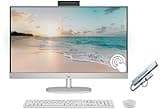 HP 27" FHD Touchscreen All-in-One Desktop Computer, Quad-Cores Ryzen 5 7520U, 16GB RAM 1TB SSD, Windows 11, Wireless Keyboard & Mouse, PLUSERA 8-in-1 Hub Included, White