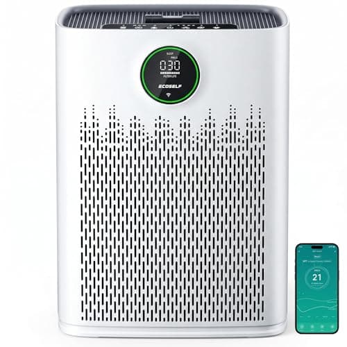 ECOSELF Smart Air Purifier for Home Large Rooms, with WiFi Control, Covers Up to 2400 Ft², Smart Mode, AQI Display, 22dB Sleep Mode, HAP603WF, White