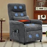 Power Recliner Chair with Heat Vibration Massage Extra Pocket Soft Fabric Electric Recliner Sofa Chair with Lumbar Support for Adults Living Room Bedroom