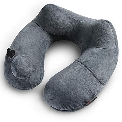 WERFOGH Inflatable Travel Neck Pillow for Airplane Train Car Washable Pillowcase U Shaped Office Napping(E)