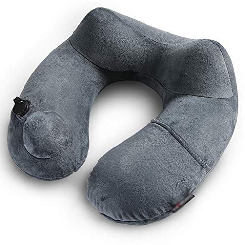 WERFOGH Inflatable Travel Neck Pillow for Airplane Train Car Washable Pillowcase U Shaped Office Napping(E)