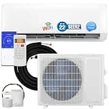 HOMCOM 12000 BTU Mini Split AC/Heating System SEER2 22 Inverter Heat Pump, 115V, Compatible with Alexa, Energy Efficient Ductless Air Conditioner Cools 750 Sq.Ft, WiFi Enabled with Install Kit