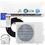 HOMCOM 12000 BTU Mini Split AC/Heating System SEER2 22 Inverter Heat Pump, 115V, Compatible with Alexa, Energy Efficient Ductless Air Conditioner Cools 750 Sq.Ft, WiFi Enabled with Install Kit
