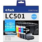 LC501 Ink Cartridges for Brother Printer Compatible for Brother LC501 LC501XL Ink Cartridges Compatible with Brother MFC-J1360DW MFC-J1260W MFC-J1410DW Printer (Black Cyan Magenta Yellow, 4 Pack)