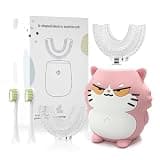 Raimerel U-Shaped Kids Electric Toothbrush for Toddlers 2-12 Years Old, Cute Pink Cat Sonic Toothbrush with 5 Modes, 60s Smart Timer, IPX7 Waterproof, 4 Brush Heads for Full Mouth Gum Care