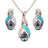 Hermosa Jewelry Sets for Women,Australian Created Opal Pendant Necklace Earrings Hypoallergenic Jewelry Mother's Day Christmas Gifts (JS2)