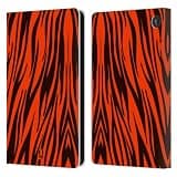 Head Case Designs Orange Tiger Mad Prints Leather Wallet Case Compatible with Amazon Fire 7 2022