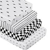 Moukeren 4 Pcs Black and White Crib Sheets for Baby Microfiber Baby Bassinet Soft Sheets Crib 52" x 28" for Standard Cribs Nursery Bedding