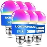 Lightinginside Smart Light Bulbs 6 Pack, Smart Bulb Works with Alexa/Google Home/SmartLife, CRI>90, RGBCW Color Changing Light Bulbs, 60W 2.4G WiFi & BLE A19 E26 LED Bulb, No Hub Required, ETL Listed