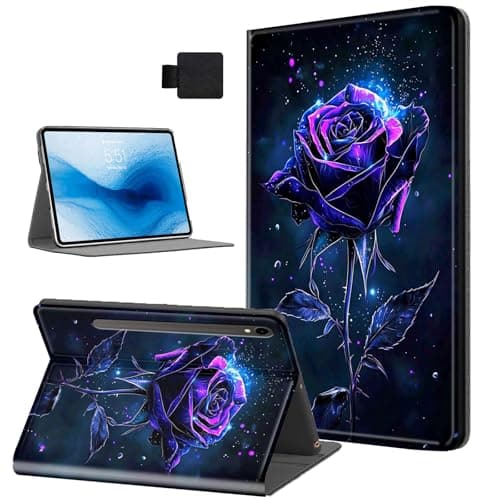 Tudguiloae for Samsung Galaxy Tab S9 Plus Tablet Case, Auto Sleep/Wake, Purple Dark Rose PU Leather Fplio Cover with TPU Back Shell, Multi-Viewing Angles Flip for Tab S9/S9 FE/S10 Plus Case