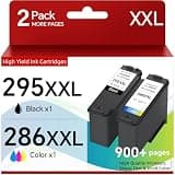 PG-295 XXL CL-286 XXL Ink Cartridges Black Color Replacement for Canon 295 286 PG-295XL CL-296XL for Canon Pixma TS4320 Ink Compatible with Pixma TR7120, TS6520, TS4320, High Yield (1 Black 1 Color)