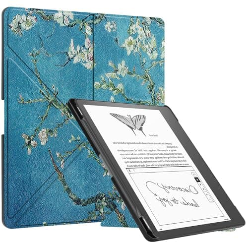 Case for 11" Kindle Scribe 2025 3rd Gen & Kindle Scribe Colorsoft 2025 1st Gen, Lightweight PU Leather Origami Stand Smart Cover with Pen Holder, Auto Sleep Wake, Flower