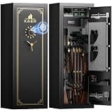 KAER 23-25 Biometric Gun Safe, Wider and Deeper Fingerprint Gun Safes for Rifle and Pistols, Large Quick Access Heavy-Duty Gun Cabinet for Firearm Ammo with Drawer & Gun Rack, Assembled