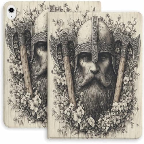 Viking Warrior Pattern Case for iPad 9/10/11th Mini 5/4/3/2/1(7.9in) Mini 6(8.3in) Mini 7(8.3in),Air 4/5/6/7,Pro 11in(2021/2022/2024)