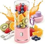 Portable Blender with Leakproof Lid & Sip Spout, Personal Blender for Smoothies, 38 Blades, 21000RPM, Cordless USB-C Rechargeable, Easy Clean for Home Office Gym (Pink)