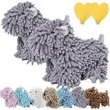 wiilioe Soft Puppy-Themed Chenille Hand Towel, Super Absorbent Chenille Towel Ball Dog, Puppy Hand Towel Animal, Can Be Hung/Stood, for Bathroom/Kitchen (2-Pack (Gray))