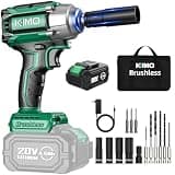KIMO Impact Wrench 1/2 Cordless, 550N.m (410ft-lbs), 4000RPM, 9-Piece Drill & Driver Set, 4 Sockets Impact Drill for Car Tires, Safety Lock, Variable Modes, 4000mAh Battery Power Smart Impact Wrench