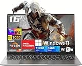 Gaming Laptop with AMD Ryzen 7 7735HS(8C/16T,Up to 4.75GHz), 16" FHD Screen Laptop Computer with AMD Radeon™ 680M Graphics, 16GB DDR5 512GB SSD Laptops, Windows 11, WiFi-6, Type-C, Webcam Cover Slide