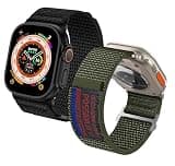 CINORS XL Large Watch Band Compatible with Apple Watch Ultra 3 2 1 49mm XXL Nylon Strap for Apple Watch 11 10 46mm, Mens Long Veclro Strap Black and Green for iWatch Series 9 8 7 45mm, Gen. 6 5 4 44mm