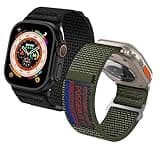 CINORS XL Large Watch Band Compatible with Apple Watch Ultra 3 2 1 49mm XXL Nylon Strap for Apple Watch 11 10 46mm, Mens Long Veclro Strap Black and Green for iWatch Series 9 8 7 45mm, Gen. 6 5 4 44mm