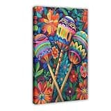 ghNDJdk Colorful Maracas With Festive Background, Traditional Mexican Musical Instrument Painting Canvas Poster Bedroom Sports Landscape Office Room Decor Gift Frame 16" L X 24" W