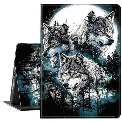 NLZQTTBD Case for Samsung Galaxy Tab A9 Plus/A9+ 5G 11 Inch 2023 Model (SM-X210/X216/X218), Slim Fit PU Leather Shell Smart Cover Multi-Angle Stand with Auto Sleep/Wake - Gray Wolf Under The Moon