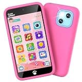 MOMILLA Kids Smart Phone for Girls Ages 3-12, 195+ Drawing 45+ Stickers Dual Camera Vlog Learning Toys, 3.97" Touchscreen Toy Phone with 220+ Games, No SIM Blush Toddler Phones Birthday Gifts