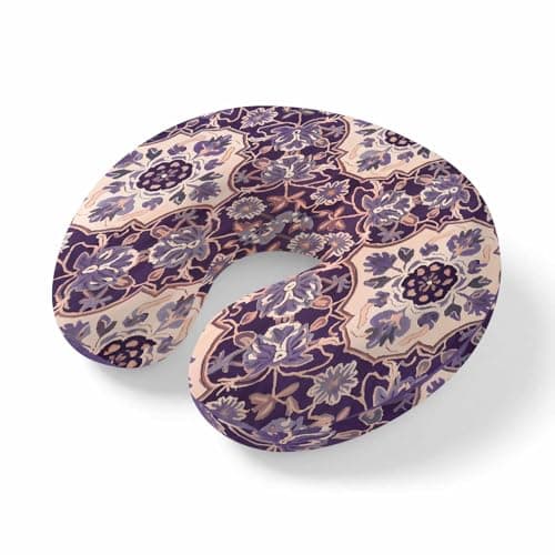 LXCPBNQT Neck Pillow Vintage Southwest Ethnic Style Washable Memory Foam Pillow for Airplane Office Car Sleeping, Boho Flower Pattern Travel Pillows U Shaped Stretch Neck Support Pillows