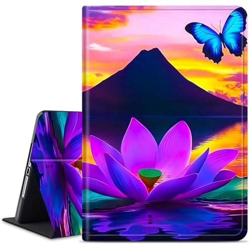 Dikoer for Microsoft Surface Pro 11/10/9 13-Inch 2024/2022 Tablet Case, Slim Kickstand Stand Leather Smart Cover for Women Men with Auto Wake/Sleep, Purple Lotus Mountain Range