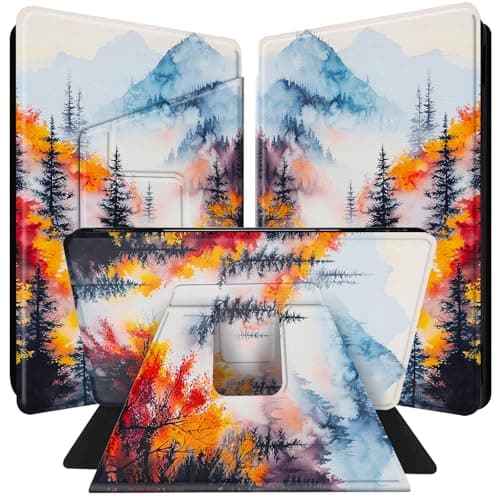 for Kindle Scribe Case for Kindle Scribe Cover 10.2 inch 2022/2024 Release with 360 Degree Rotating PU Leather Smart Cover with Auto Wake/Sleep Tablet Case - Watercolor Forest