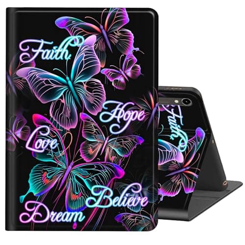 BREIDMKFM Case for Samsung Galaxy Tab S10 Lite / S10 FE / S9 FE 5G / S9 Tablet Case 10.9''/ 11'',Auto Wake/Sleep Multi-Angle Viewing Leather Slim Protective Stand Cover,Purple Butterfly Quotes