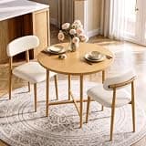IRONCK 36" Round Dining Table and Chairs Set for 2, Natural Wood