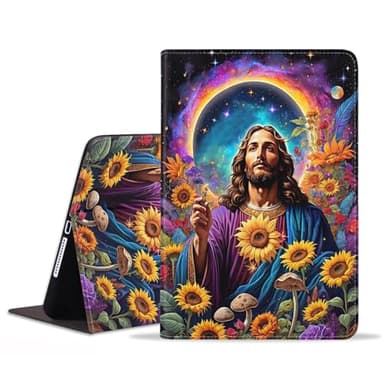 BWOOLL Case for iPad Pro 11 Inch M4 (2024, 5th Generation) - Slim Lightweight PU Leather Stand Cover with Auto Wake/Sleep for iPad Pro 11 2024, Christian Jesus Sunflower