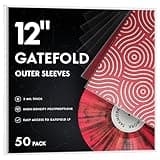 TAKMORK Gatefold Record Albums Outer Sleeves: Plastic Record Sleeves for 12-inch Vinyl Storage 3 Mil Thick Clear Album Cover Protectors, 50pcs