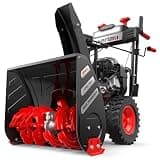 AMERISUN 24-Inch 212cc 2-Stage Self-Propelled Gas Snow Blower with Electric & Recoil Start, LED Light, 180° Rotating Chute, 13" Tires, Heavy-Duty Snow Thrower for Driveways & Sidewalks