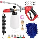 Gyfent Foam Cannon for Pressure Washer, Dual Connector, 5000PSI Pressure Washer Gun, 2-in-1 Foam and Rinse Tool with 6 Nozzles, 1/4" Quick Connector for Car Truck SUV Washing
