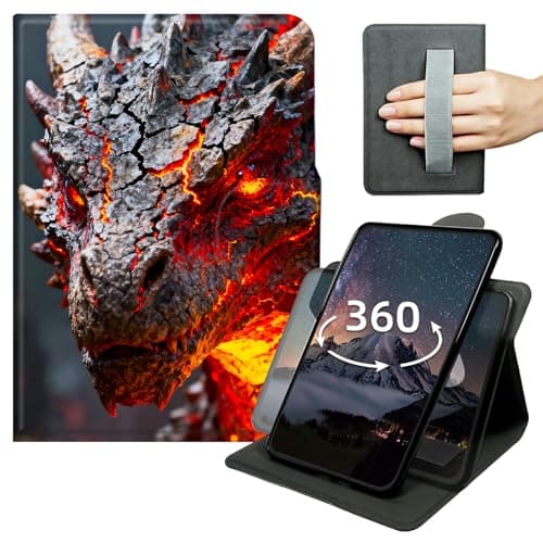 Tablet Case for Fire HD 8/8 Plus (14th/12th/10th Generation 8" 2024/2022/2020 Release) 360 Degree Rotating PU Leather Tablet Cover with Hand Strap, Auto Wake/Sleep & Magnetic Clasp,Black Dragon Head